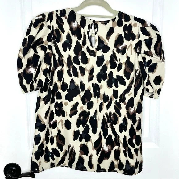 Beautiful Leopard Balloon Sleeve Blouse - Size M - Picture 4 of 6
